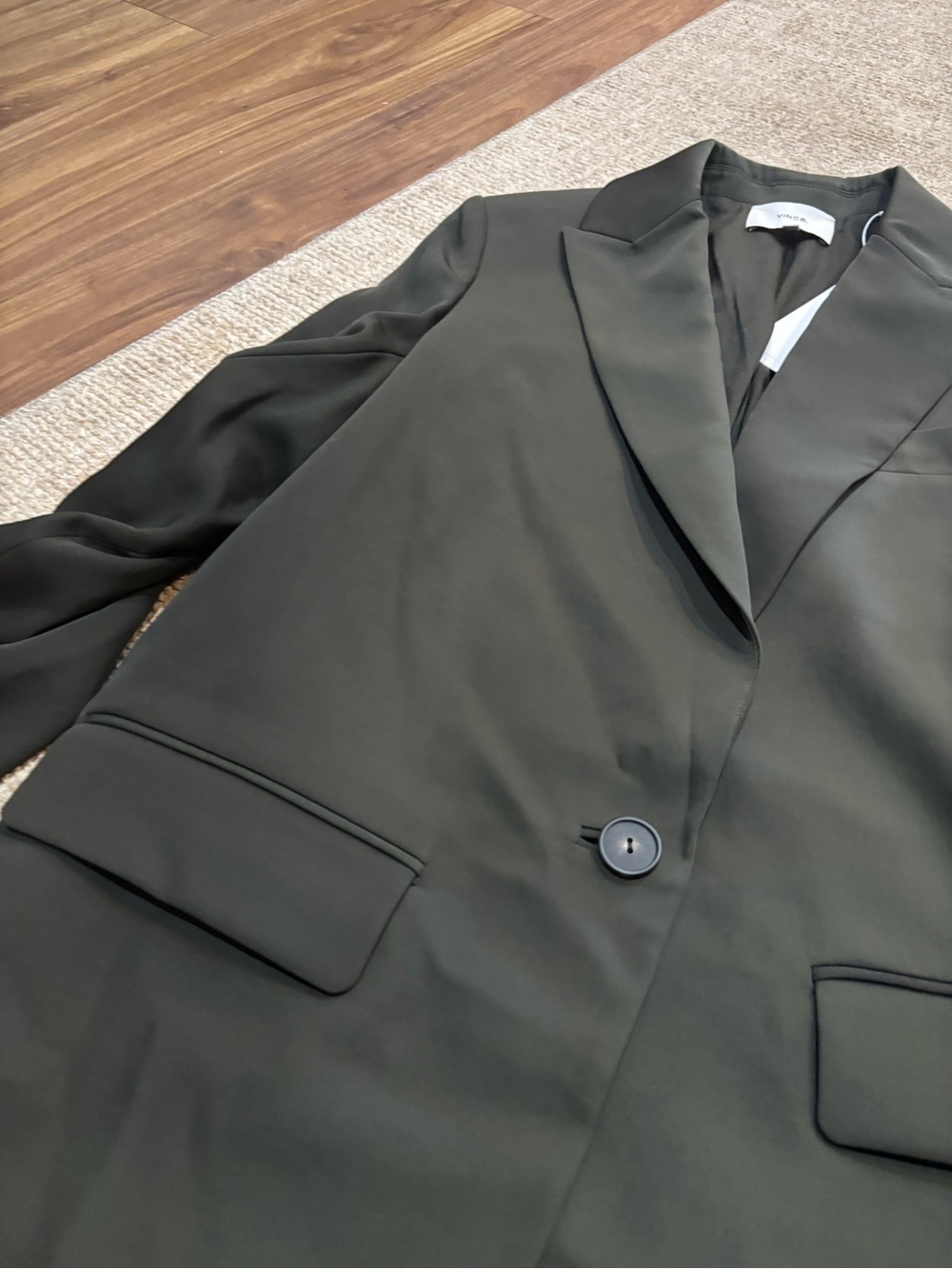 Vince Olive Green Single-Button Blazer - Picture 3 of 6
